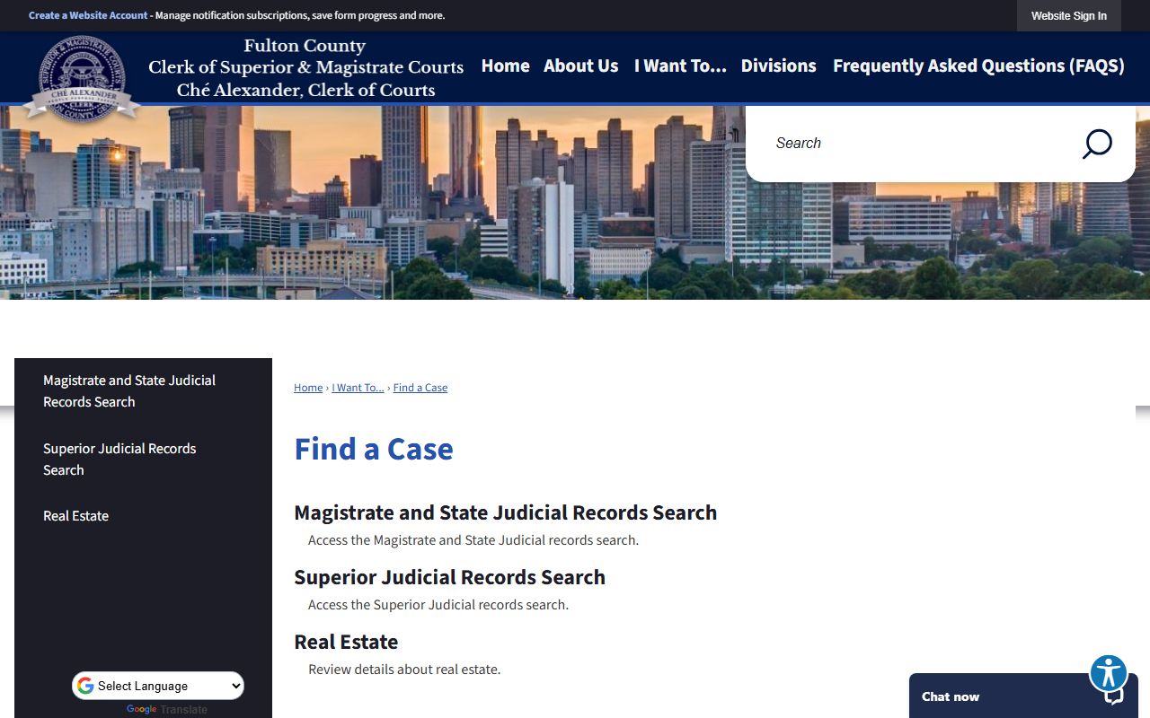 Fulton County court records after arrest clerk case search page