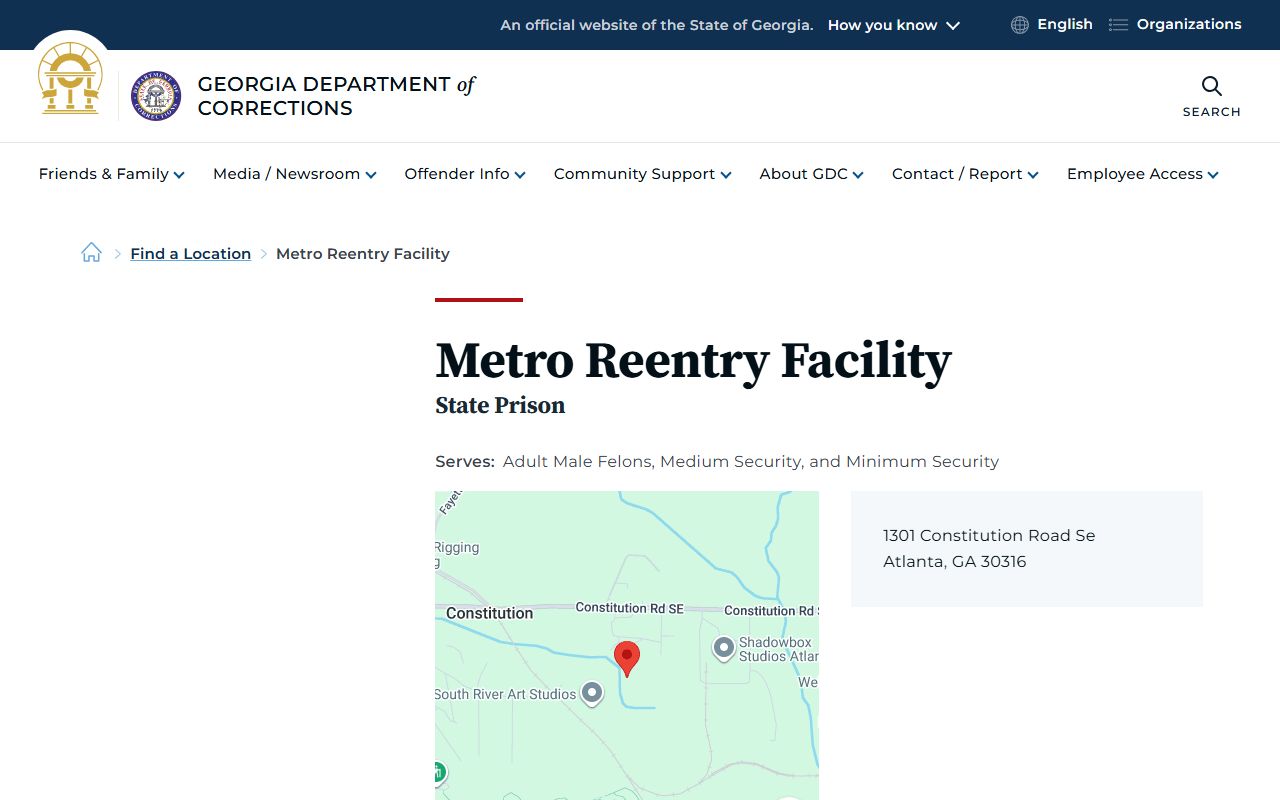 GDC Metro Reentry Facility official facility detail page