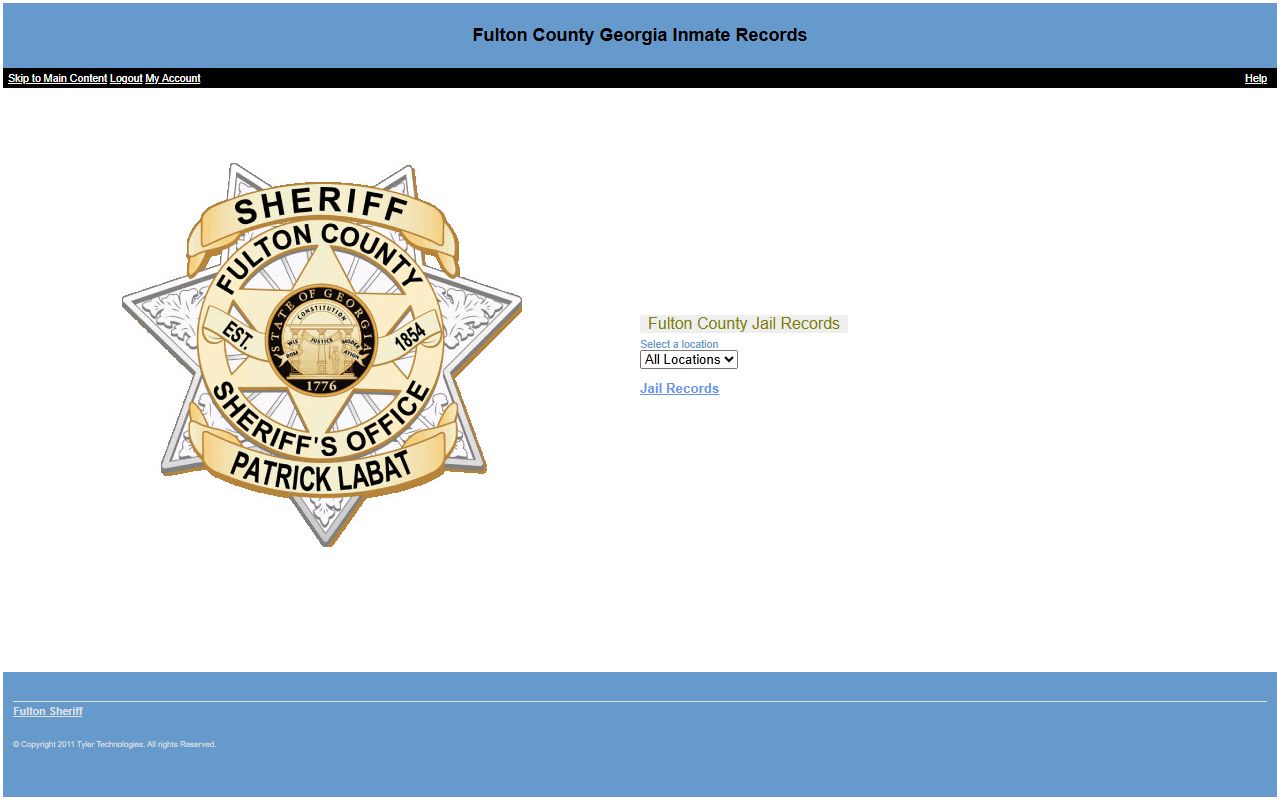 Fulton County inmate search Tyler jail roster fields
